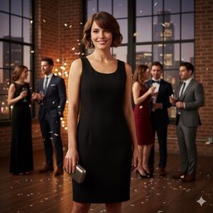 EILEEN‎ FISHER Black Ponte Sheath Dress